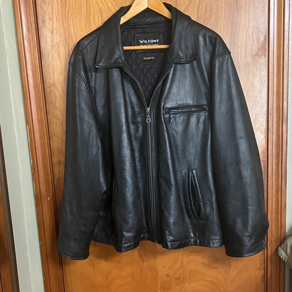 Wilsons Leather Black Men's Leather Bomber Jacket with Zip Pockets